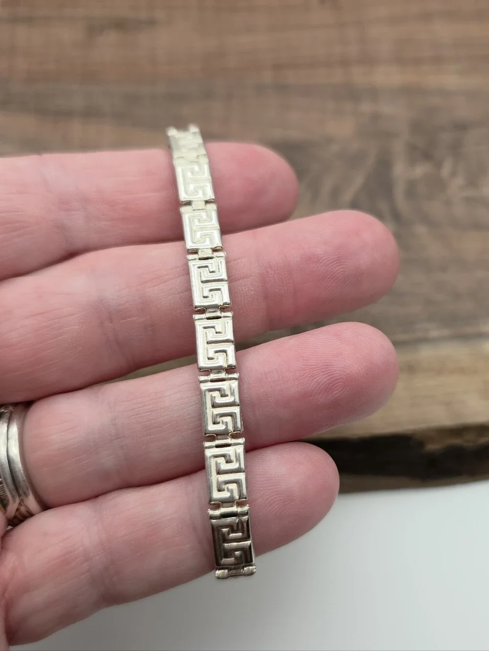 Vintage Paolo Romeo 925 Sterling Silver Greek Key Bracelet